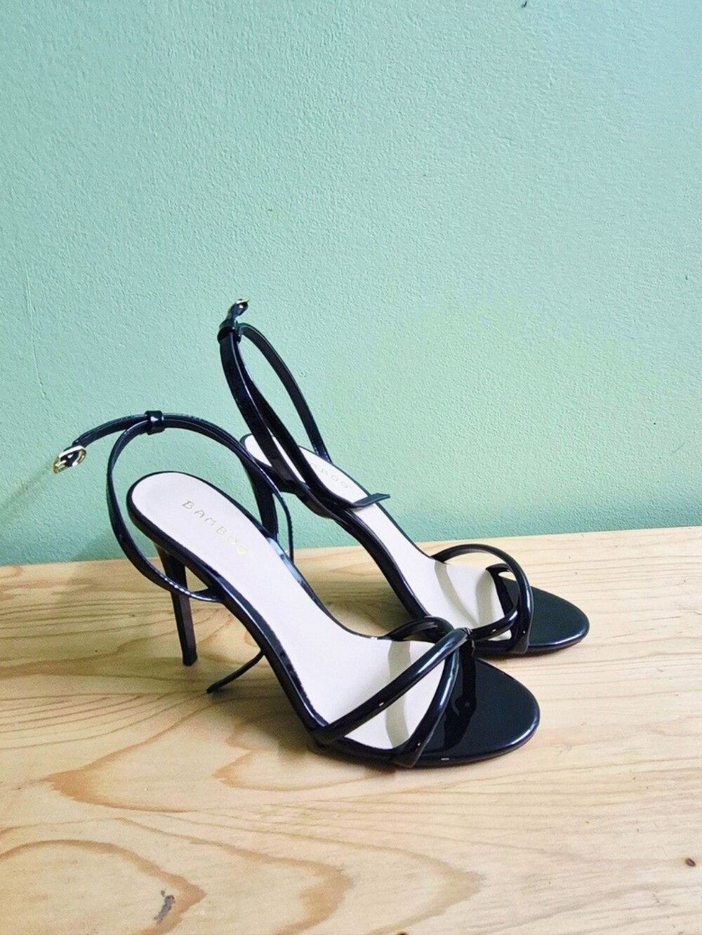Black Patent Strappy Stiletto Heels